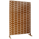 Outdoor & Indoor Privacy Screen Metal Privacy Screen 76' H×48' W, Freestanding Decorative Privacy Screen for Deck Balcony Patio, Privacy Fence Panels for Outside Lawn Garden PS112 BROWN