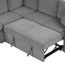 Multi-functional U-shaped Sectional Sofa Convertible Pull-out Bed Gray Chenille 107.1'