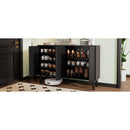 ON-TREND Minimalist Shoe Cabinet with 5 Solid Wood Legs, Cream Style Sideboard Buffet Cabinet with Fluted Doors, Large 4-Door Storage Cabinet with Adjustable Shelves for Living Room, Black, 55.1*13.7'