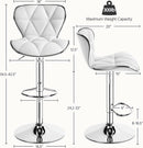 Bar Stools Set Of 2 White PU Leather Adjustable Swivel
