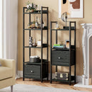 5 Tier Bookshelf With Drawer Black In Modern Rustic Style