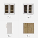 Two Tone Oakwood Acrylic Modular Buffet Cabinet Unit