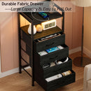 Black Nightstand With LED Lights And Built In Charging