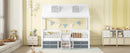 Twin Size Wood Bed House Bed Frame,White