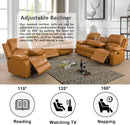 Manual Recliner Sofa Set Ginger Vegan Leather Cupholders