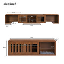 Mid-Century Modern 2 in 1 PET FRIENDLY  Walnut TV Stand With Extendable table Soft cushion Sliding door Cat friendly furniture