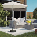 18" Patio Umbrella Base, 40 lbs. Concrete Heavy Duty Umbrella Stand with Metal Umbrella Holder for 1.5" or 2" Umbrella Poles, Round Market Umbrella Stand for Outdoor, Lawn, Poolside, Bronze