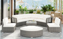 Patio Furniture Set Outdoor Daybed Rattan Sectional with Cushions and Center Table, Beige, Iron & Rattan, Multiple Sizes