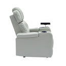 Modern PU Leather Power Recliner with Cooling Cup Holder, Bluetooth Speaker, LED Lights, USB Ports, Tray Table, Arm Storage, Grey