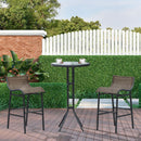 3 Piece Bar Height Outdoor Bistro Set For 2 With Tan Chairs For Outdoor Patio Use