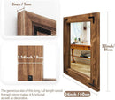 Rustic Wood Framed Wall Mirror 32 Inch Brown Vanity