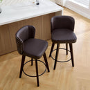 Swivel Bar Stools Set Of 3 Brown Counter Height 27.5in