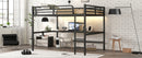 Metal Queen Size Loft Bed with Power Outlet and LED Lighted, Space-Saving, Noise Reduced, Black