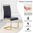 Modern Dining Chairs, PU Faux Leather High Back Upholstered Side Chair with Golden C-shaped Tube Metal Legs for Dining Room,Kitchen(Set of 2 )(Black+PU)W115171346