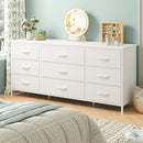 White Dresser TV Stand With 9 Drawers For Bedroom Storage