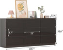70 Inch Black Dresser With Built In Power Outlets Storage