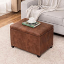 Leather Storage Ottoman Bench 24 Inches Rectangular