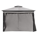 TREXM 10x12 Outdoor Gazebo Tent with Double Roofs, Patio Gazebo with Mosquito Netting and Privacy Screens, Patio Canopy for Shade and Rain for Backyard, Garden, Lawn and Deck (Grey)