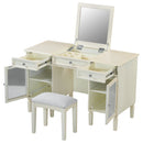 Multi-Functional 2-in-1 Vanity Desk with Flip-Top Mirror, White Oak, MDF Material, 46.5-Inch
