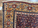 Persian Senneh Rug 4x8, Wool Hand Knotted Antique Kurdish Carpet, Navy Blue Oriental Area Rug, 4 x 8 Rug