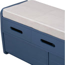 Rustic Storage Bench with 2 Drawers, Hidden Storage Space, and 3 False Drawers at the Top, Shoe Bench for Living Room, Entryway (Navy)