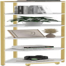 6-Tier Corner Shelf Stand White Gold Finish For Living Room