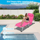 3-in-1 Heavy Duty Tanning Chair with Face Hole Adjustable 5-Position Folding Chaise Lounge Chairs for Outside Portable Lay Flat Beach Lounge Chair for Outdoor Sunbathing Patio Pool Lawn Camping Deck P