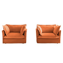 Set of 2 Slipcovered Armchairs,Deep Seat Accent Chair Set for Living Room, Reading Room, Bedroom and Working Spaces,Armchair Sets with Large Soft Pillows,Chenille Fabric,Orange