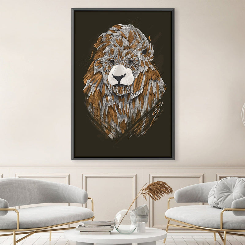Feathered Lion Dark Canvas