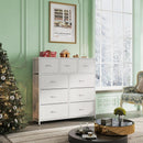 9 Drawer Fabric Dresser White With Steel Frame And Wood Top