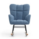 Rocking Chair Teddy Upholstered Glider Rocker Rocking Accent Chair Padded Seat with High Backrest Armchair Comfy Side Chair for Living Room Bedroom Offices Blue