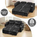 65Inches Transformable Sleeper Sofa Bed Black USBPort