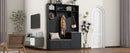ON-TREND Elegant Design Hall Tree with Comfort and Storage Solutions, Functional Hallway Shoe Cabinet with Bench&Cushion, Modern Coat Rack with Hooks for Entryways, Black (OLD SKU: SD000026AAB)