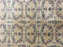 Sino Persian Rug 8x10, Floral, Oatmeal and Light Teal, Handmade Wool Vintage Carpet