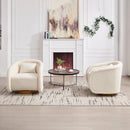 Swivel Accent Chair, 360-degree Swivel Barrel Chair with Teddy Upholstery, Comfy Pumpkin-Shaped Swivel Chair for Living Room, Bedroom, or Office