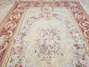 Aubusson Rug 6x9, Elegant Flatweave Rug, Aubusson Savonnerie 6 x 9 Flatweave Area Rug, Cream and Red, Wool Hand Woven Carpet, Medium Size