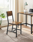 Dining Chair Set Of 2 Rustic Wood Chairs With Metal Frame Two Tone