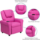 Hot Pink Kids Recliner With Cup Holder Compact Design