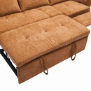 2-in-1 Sofa 82' Three-seater Sofa with Sofa Bed and Reversible Recliner, Orange Chenille