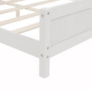 Full Pine Wood Bed with Bookcase Headboard ,LED Motion Sensor Light, Bed Guardrails,White