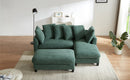 Upholstered Sectional Sofa with Movable Ottoman and Storage in Green Chenille, 83 Inch