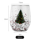 Festive christmas tree double wall glass mug kitchen decor