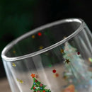 Festive christmas tree double wall glass mug kitchen decor