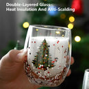 Festive christmas tree double wall glass mug kitchen decor