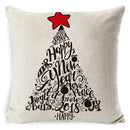 Festive red & black plaid elk print linen pillowcase living room decor