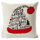 Festive red & black plaid elk print linen pillowcase living room decor