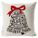 Festive red & black plaid elk print linen pillowcase living room decor