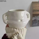 Festive white santa claus ceramic mug set dining room soup bowl