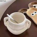 Festive white santa claus ceramic mug set dining room soup bowl