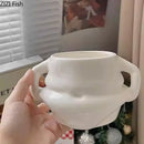 Festive white santa claus ceramic mug set dining room soup bowl
